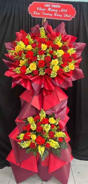 Hoa Chúc Mừng: Kệ Hoa Đỏ Thắm  - HCM115 | Flosa