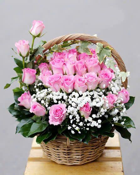 Giỏ Hoa Khai Trương: Giỏ Hoa Rose Basket - HG31