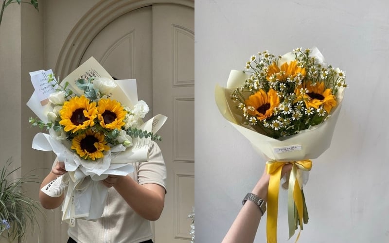 Mẫu hoa hướng dương đơn giản, sang trọng cho nam