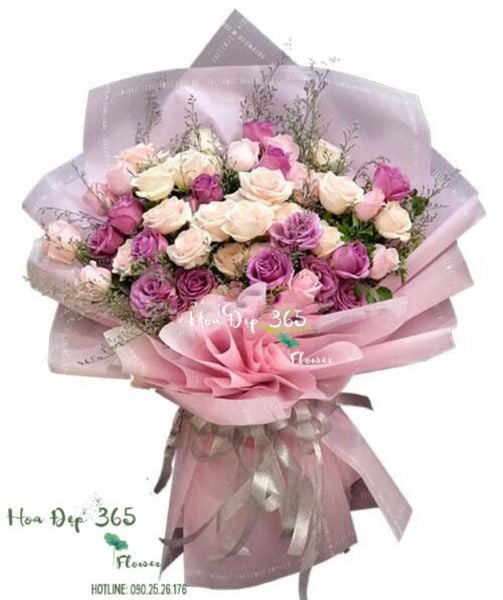 Bó Hoa Hồng Mix Sao Tím