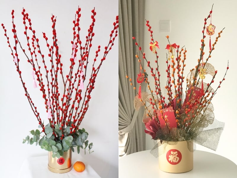 Mẫu bình cắm hoa tầm xuân đơn giản