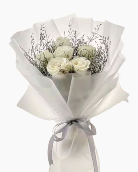 Hoa Bó Dài: Bó Hoa Hồng Trắng Tinh Yêu Tinh Khiết - HBD21