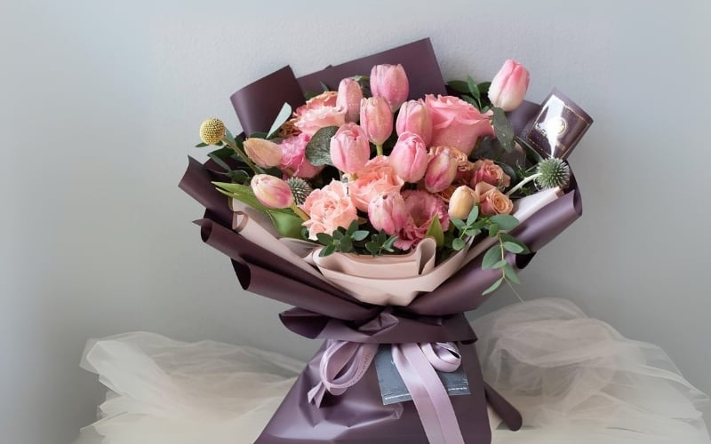 Mẫu hoa tulip tone hồng sang chảnh