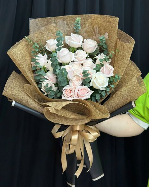 Hoa Bó Dài: Bó Hoa Hồng Pastel- HBD347