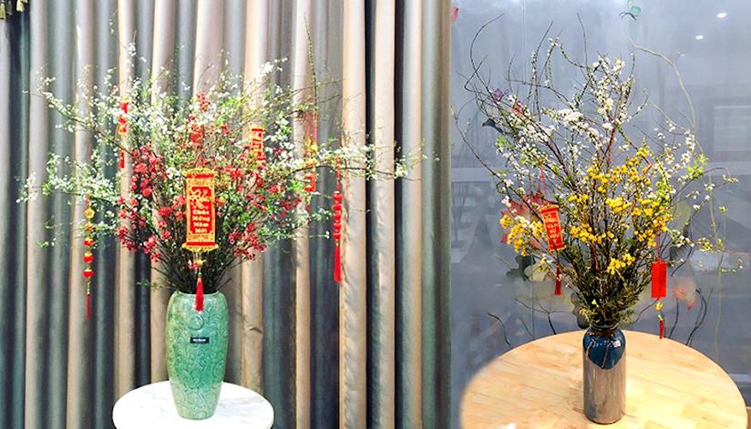 Bình Hoa Tuyết Mai Mix Thanh Liễu - HCB56 - Hoa Chưng Tết Nguyên Đán