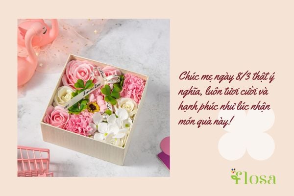 Chúc mẹ ngày 8/3 thật ý nghĩa, luôn tươi cười và hạnh phúc như lúc nhận món quà này!
