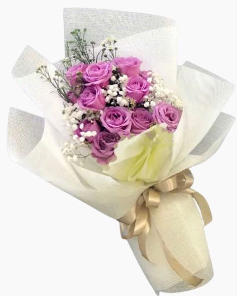 Hoa Bó Dài: Bó Hoa Hồng Tím Một Đời - HBD115