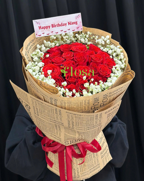 Hoa Bó Tròn: Bó Hoa Hồng Nồng Cháy-HBT97