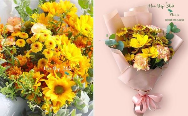Bó hoa cúc vàng rực rỡ, thể hiện tình yêu thương đến mẹ