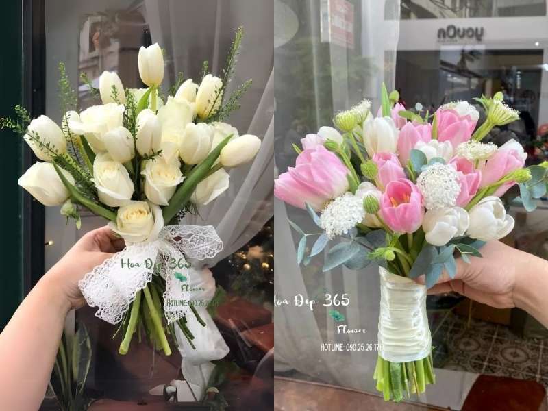 Mẫu hoa cưới cầm tay Điệu Ngọt Ngào - HC58 và Mẫu hoa cưới cầm tay Tình Yêu Thuần Khiết - HC53 tại Flosa