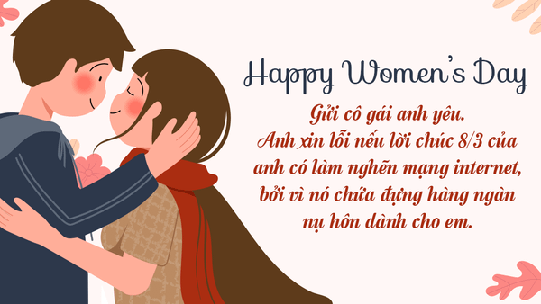 Mẫu thiệp chúc mừng ngày 8/3 lãng mạn kèm lời chúc cho người thương