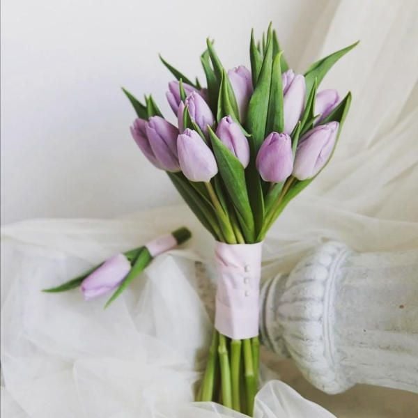 hoa cưới tulip tím