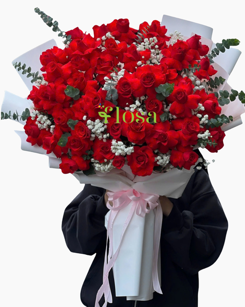 Hoa Bó Tròn: Bó Hoa Đỏ Rượu Vang - HBT100