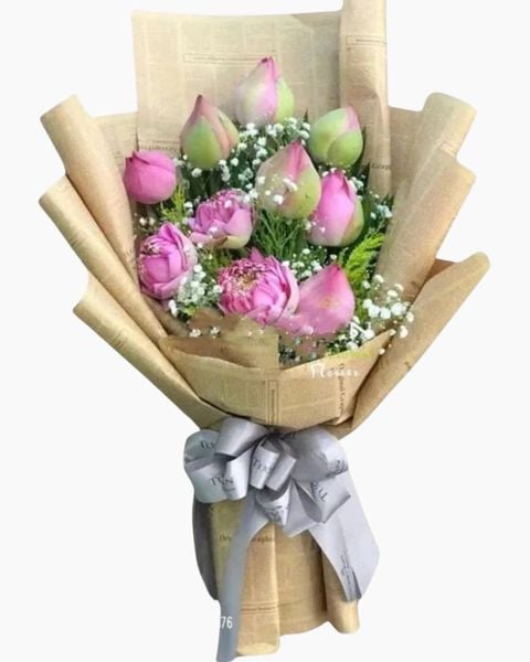 Hoa Bó Dài: Bó Hoa Sen Hồng - HBD114