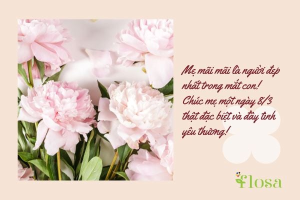 Mẹ mãi mãi là người đẹp nhất trong mắt con! Chúc mẹ một ngày 8/3 thật đặc biệt và đầy tình yêu thương!