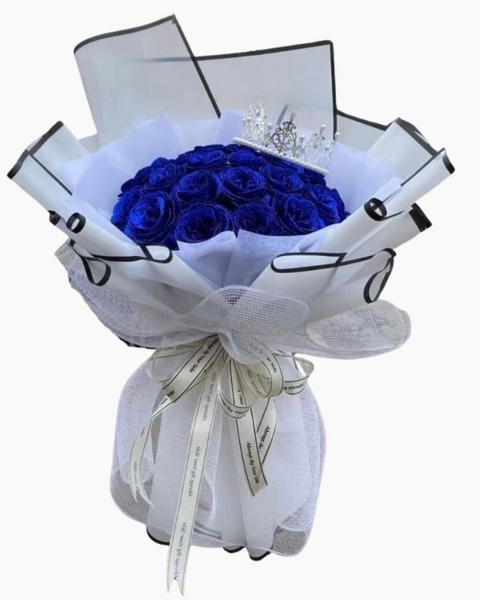 Soap Flowers: Naiad - HST37 - Bó Hoa Hồng Xanh Kim Tuyến 20 Bông