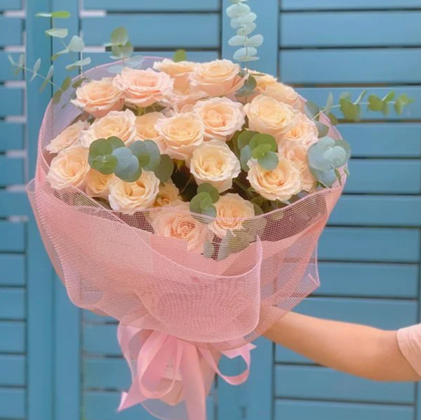 Bó hoa hồng pastel
