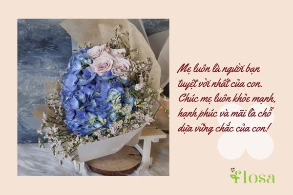 Mẹ luôn là người bạn tuyệt vời nhất của con. Chúc mẹ luôn khỏe mạnh, hạnh phúc và mãi là chỗ dựa vững chắc của con!