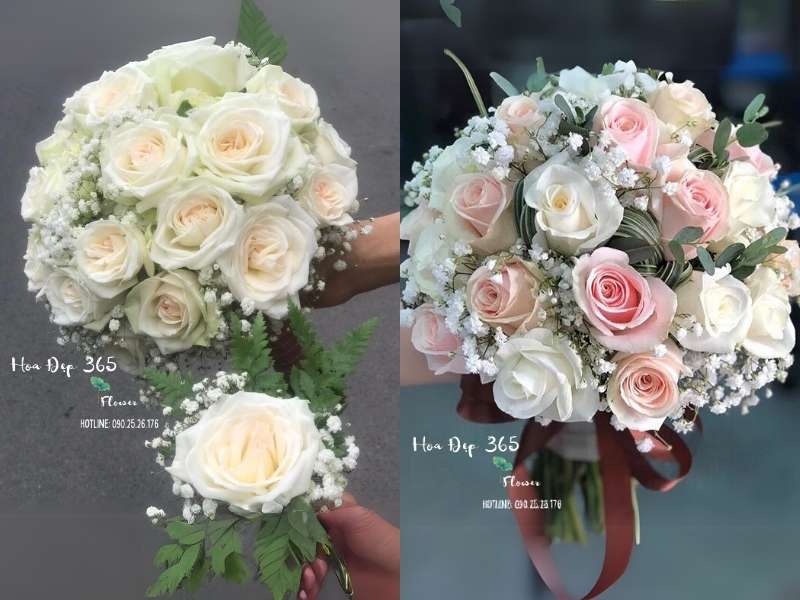 Mẫu hoa cưới cầm tay Lovely Girl - HC23 và Mẫu hoa cưới cầm tay Tình Yêu Chân Thành - HC59 tại Flosa