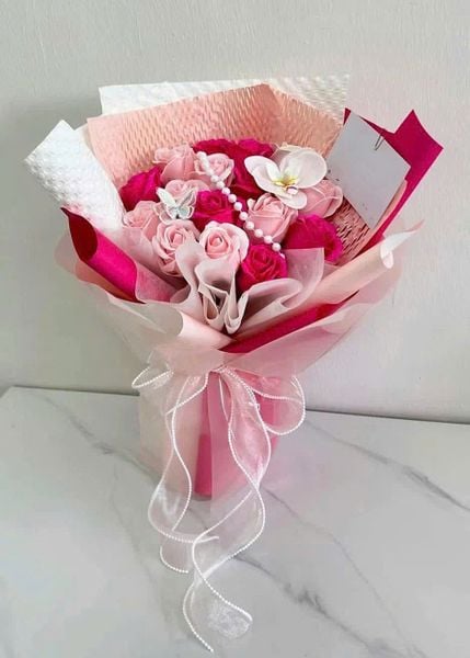 Hoa Sáp: Bó Hoa Sáp Hồng Phai Mộng - HST57