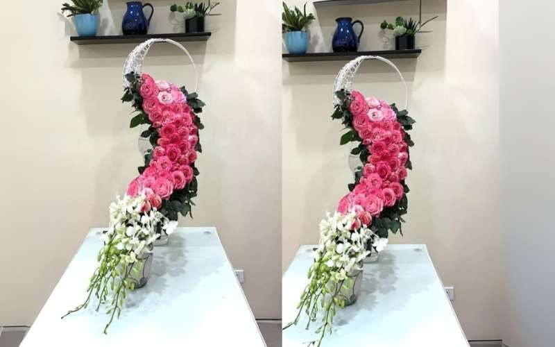 Mẫu bình hoa cát tường dáng suối đổ đầy tính nghệ thuật