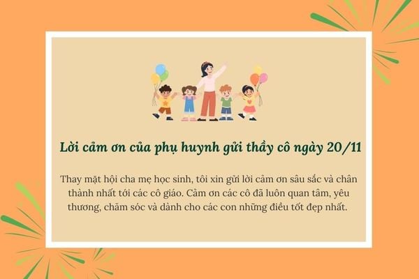 Bạn cũng có thể gửi lời cảm ơn cô giáo của các con mình vì đã dạy dỗ bé trở nên tài giỏi