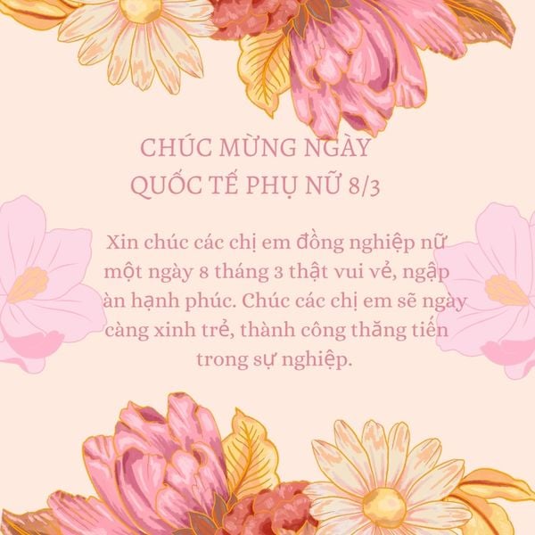 Mẫu thiệp hoa 8/3 tặng các đồng nghiệp nữ kèm lời chúc
