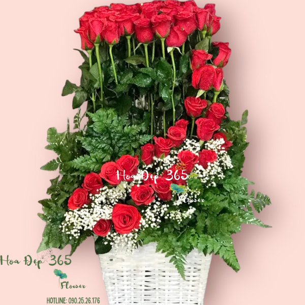 Lẵng hoa hồng đỏ thắm cũng là một món quà ý nghĩa không kém.