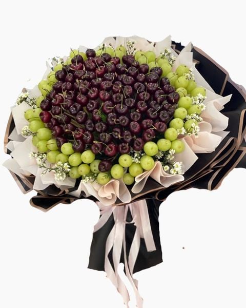 Hoa Trái Cây: Bó Hoa Cherry Mix Nho Xanh - TC43