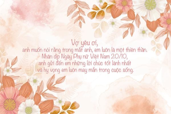 Hãy gửi đến vợ một lời chúc ngọt ngào nhất trong ngày 20/10 nhé