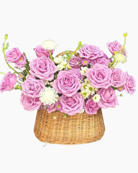 Giỏ Hoa Khai Trương: Giỏ Hoa Hồng Tím Yêu - HG96