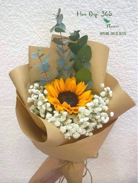Hoa 20/10 Sunflower - HBD225 được bó với hoa Hướng Dương, hoa Baby đơn giản nhưng vô cùng ý nghĩa