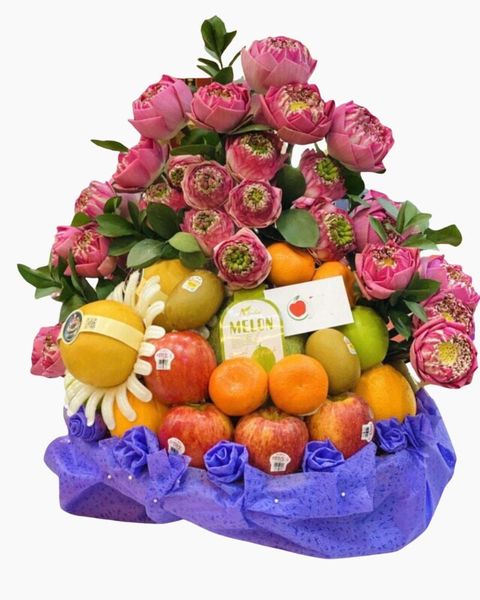 Giỏ Trái Cây: Mâm Trái Cây Mix Hoa Dâng Lễ - GTC136