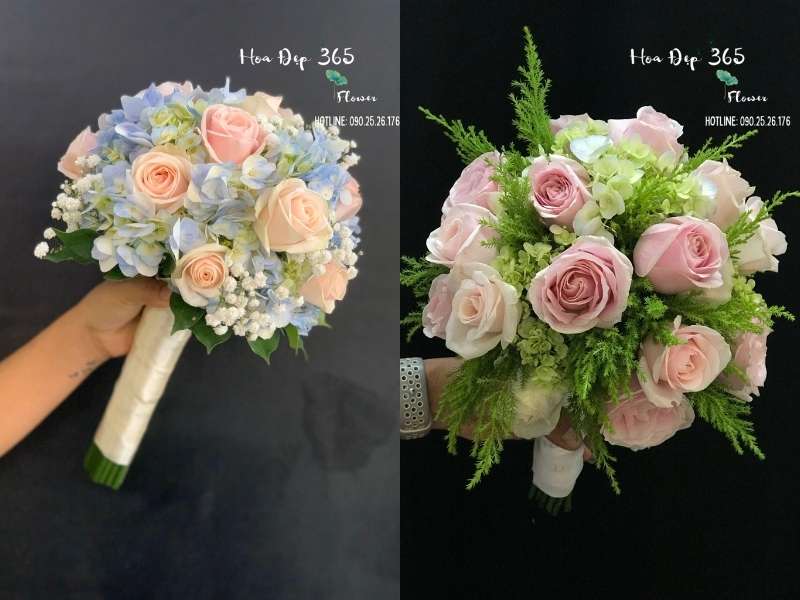 Mẫu hoa cưới cầm tay Something Blue - HC26 và Mẫu hoa cưới cầm tay Tổ Ấm Nhỏ - HC25 tại Flosa