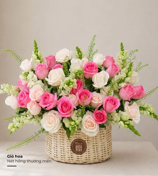 Giỏ Hoa Tươi: Giỏ Hoa Nét Hồng Thương Mến - GH98