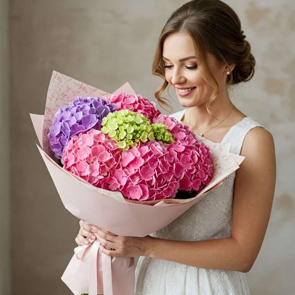 Bó hoa cẩm tú cầu nhập mix nhiều màu