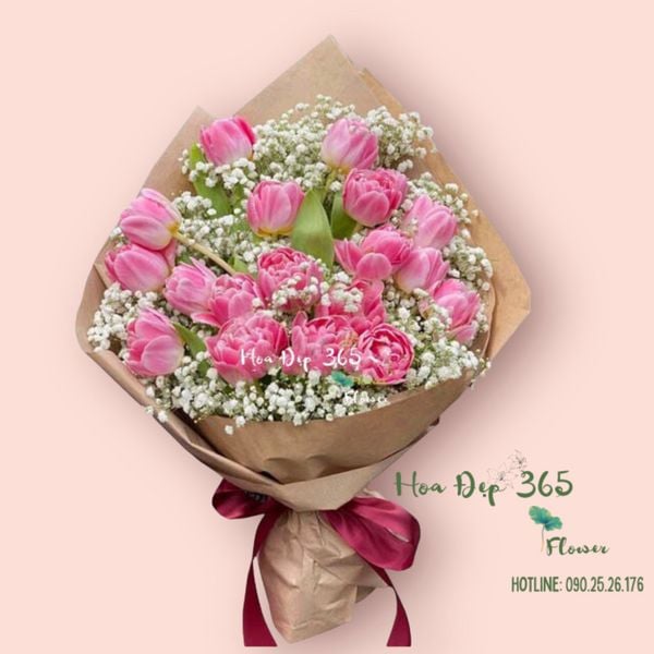 Bó Hoa Tulip Hồng - HBD120 - Hoa 8/3