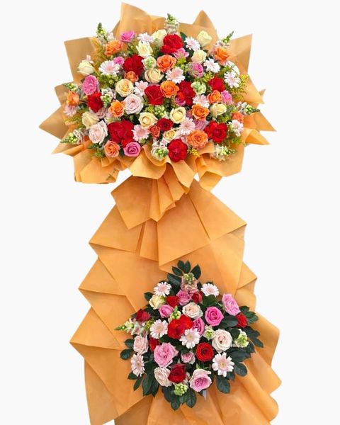 Hoa Chúc Mừng: Kệ Hoa Cam Nồng  - HCM114 | Flosa
