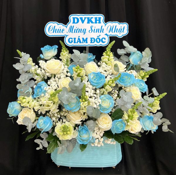 Hộp Hoa Tươi: Hộp Hoa Xanh Biển - HH182 | Flosa
