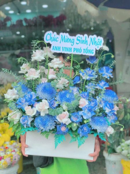 Mẫu kiểu cắm hoa hiện đại Hộp Hoa Trong Xanh - HCH97