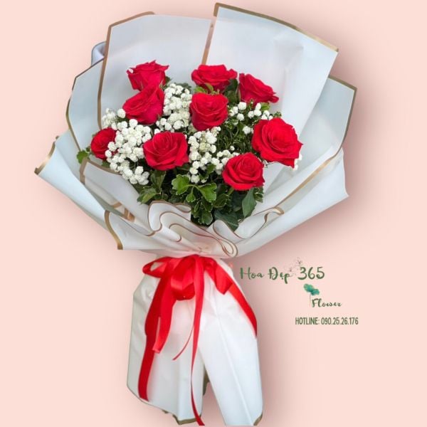 Bó 9 hoa hồng tặng vợ 8/3
