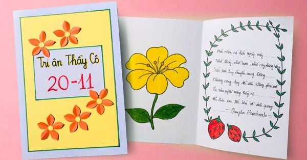 Thiệp chúc mừng 20/11 handmade tặng thầy cô nhân ngày Nhà giáo Việt Nam (Nguồn: Internet)