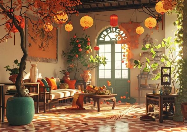 Trang trí nhà Tết với tông màu may mắn là lựa chọn hoàn hảo để mang đến tài lộc và không khí xuân rực rỡ