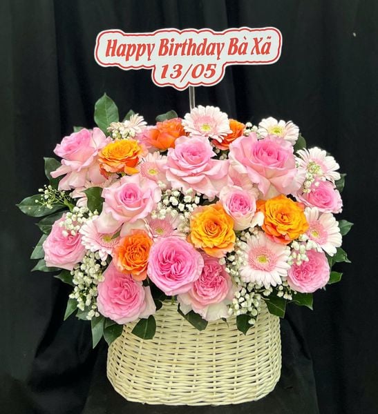 Giỏ Hoa Khai Trương: Giỏ Hoa Nắng Hồng Dịu Êm - HG105