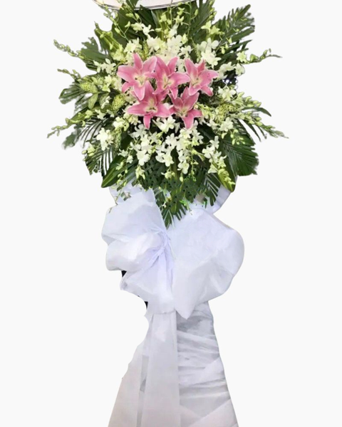 Vòng Hoa Tang Lễ: Vòng Hoa Đám Tang Vô Cùng Thương Tiếc Giá Rẻ - HTL130 - Hoa Tang Lễ