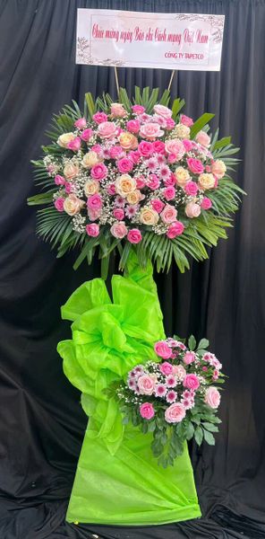Hoa Khai Trương: Kệ Hoa Khai Trương Sắc Hồng Xinh - HCM58