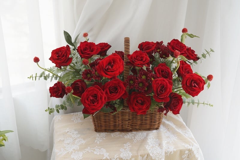 Surprising your beloved wife with flowers in the early morning