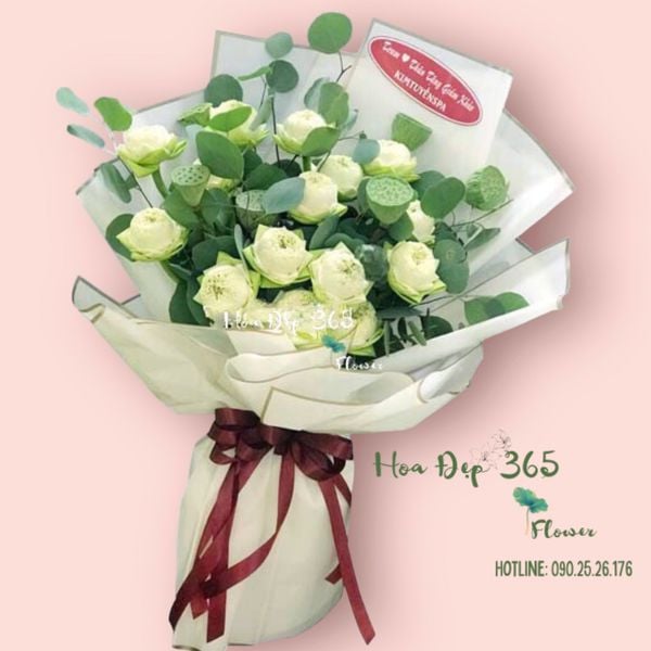 bó hoa sen trắng tặng thầy cô