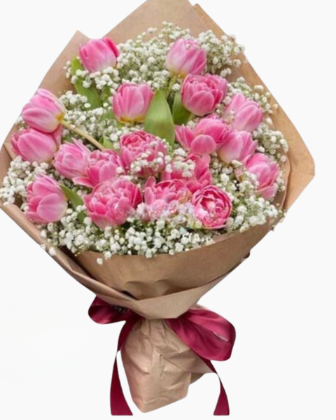 Hoa Bó Dài: Bó Hoa Tulip Hồng - HBD120 - Hoa 8/3