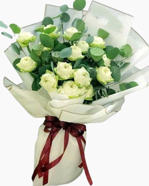 Hoa Bó Dài: Bó Hoa Sen Trắng - HBD118